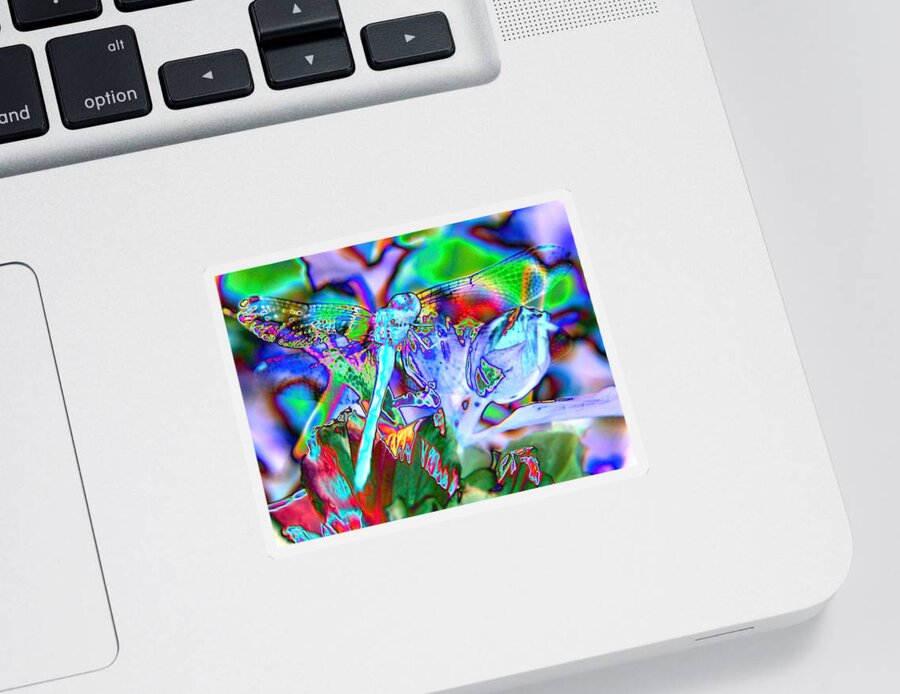 Digital Art Sticker featuring the digital art Abstract Dragonfly #5 by Belinda Cox