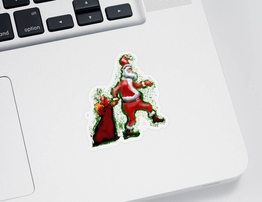Santa Sticker featuring the painting Santa Claus by Kevin Middleton