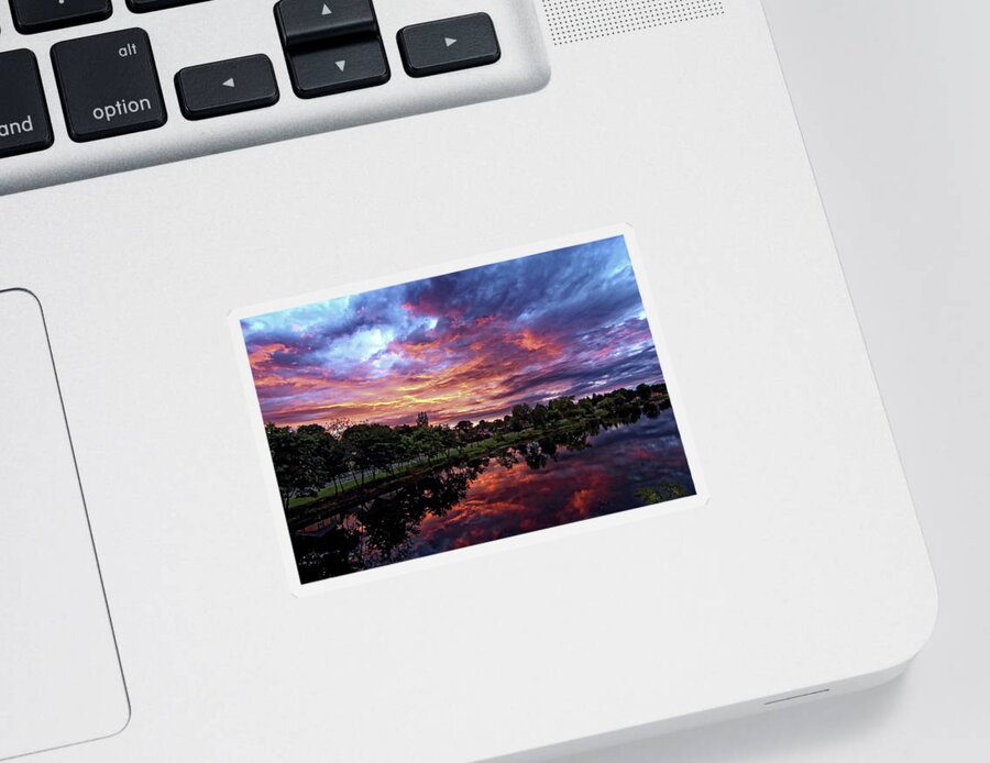 Sunset Sticker featuring the photograph Sunset in Maine by Doolittle Photography and Art