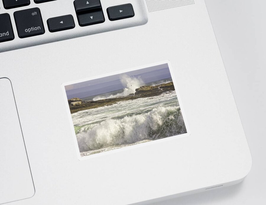 Maine Sticker featuring the photograph Large Waves Near Pemaquid Point On The Coast Of Maine #9 by Keith Webber Jr