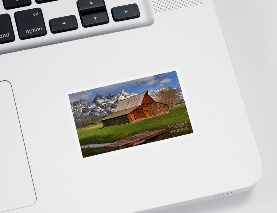Moulton Barn Sticker featuring the photograph A Barn In The Tetons by Adam Jewell
