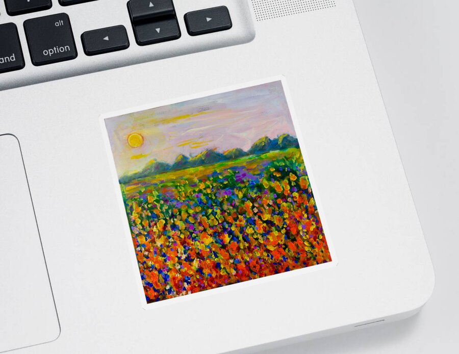 Landscape Sticker featuring the painting A Field of Flowers #1 by Maxim Komissarchik