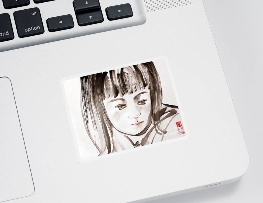 Japanese Sticker featuring the painting A Girl by Fumiyo Yoshikawa