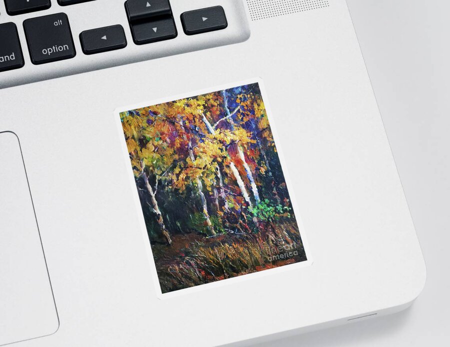 Oil Painting Sticker featuring the painting A Glance of The Woods by Fei A