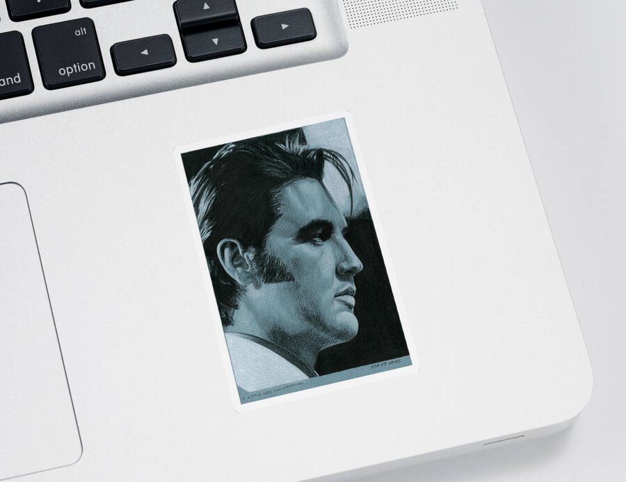 Elvis Sticker featuring the drawing A little less conversation by Rob De Vries