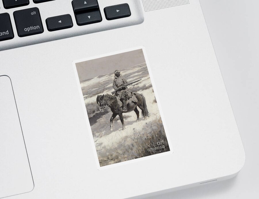 A Manchurian Bandit Sticker featuring the painting A Manchurian Bandit by Frederic Remington