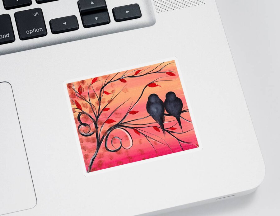 Birds Sticker featuring the painting A morning with you by Abril Andrade