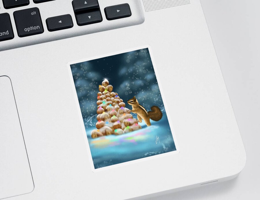 Christmas Sticker featuring the painting A perfect Christmas tree by Veronica Minozzi