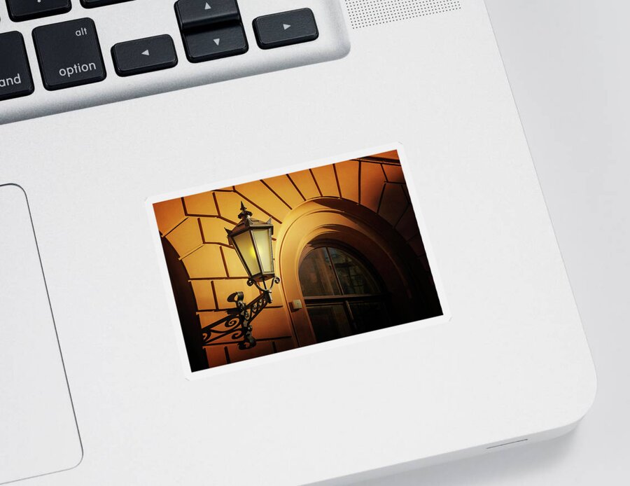 Street Lamp Sticker featuring the photograph A Street Lamp in Lisbon Portugal by Carol Japp
