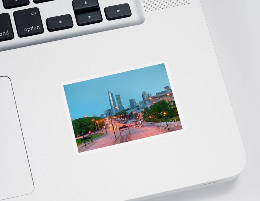 Chicago Sticker featuring the photograph A View of Columbus Drive in Chicago by David Levin