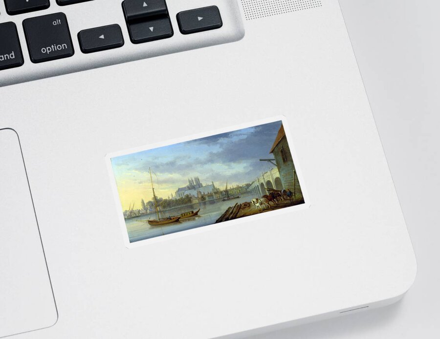William Anderson Sticker featuring the painting A View of Westminster Bridge and the Abbey from the South Side by William Anderson