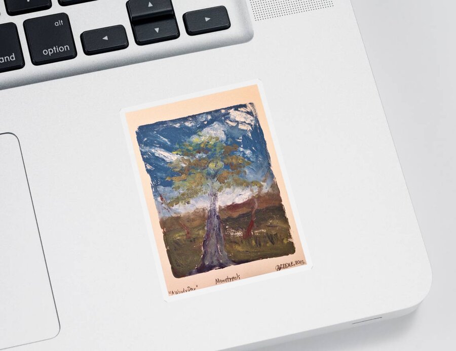 Landscape Sticker featuring the painting A Windy Day by Angela Weddle