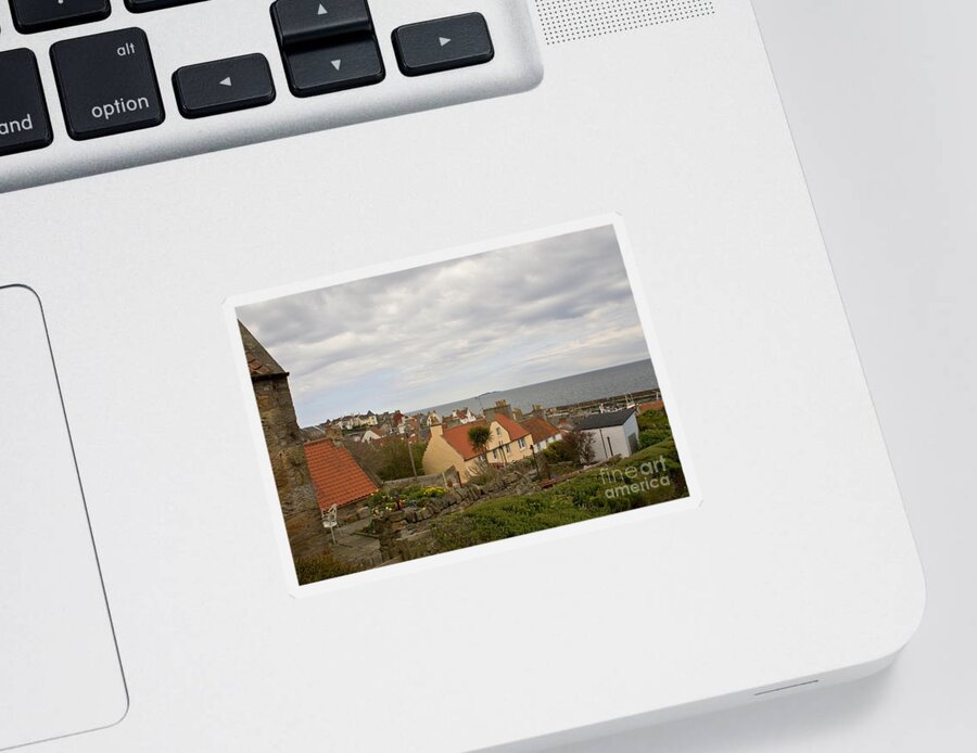 Landscape Sticker featuring the photograph Above roofs by Elena Perelman