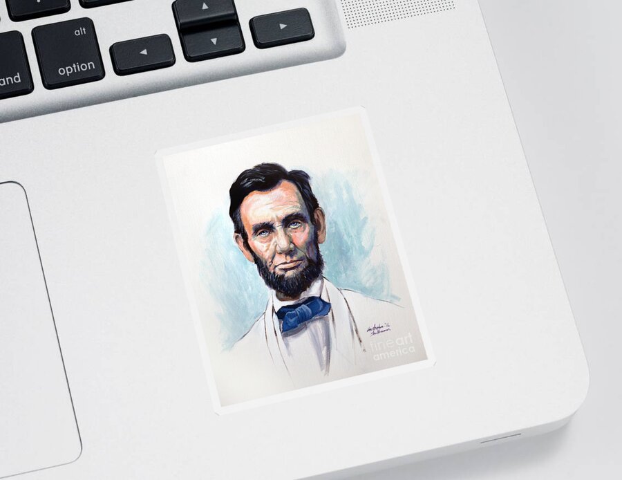Abraham Lincoln Sticker featuring the painting Abraham Lincoln by Christopher Shellhammer