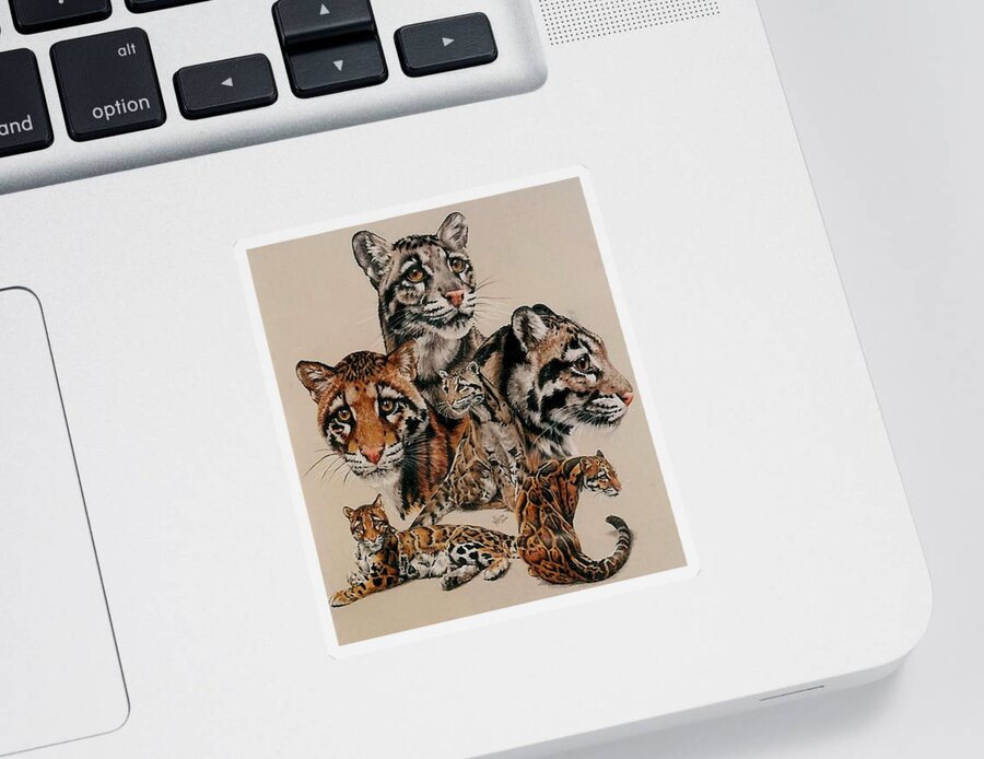 Clouded Leopard Sticker featuring the drawing Absence of Fear by Barbara Keith