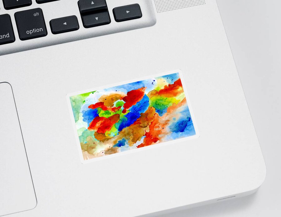 Abstract Sticker featuring the painting Abstract 15 - Colorful Art by L.Dumas by Lucie Dumas