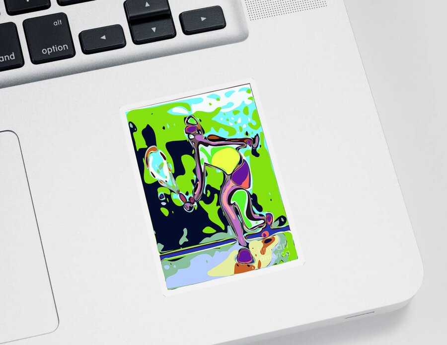  Tennis Sticker featuring the digital art Abstract Female Tennis Player 2 by Chris Butler