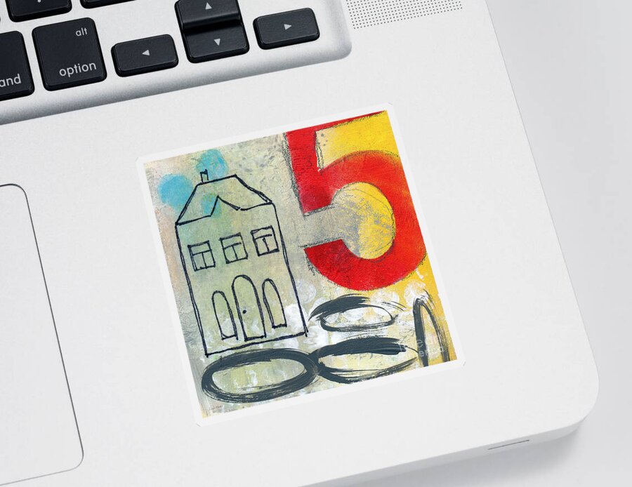 House Sticker featuring the painting Abstract Landscape by Linda Woods