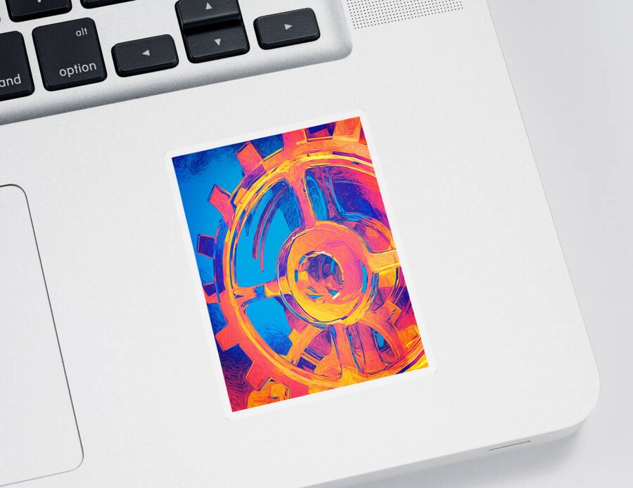 Surreal Sticker featuring the digital art Abstract Macro Gears by Phil Perkins