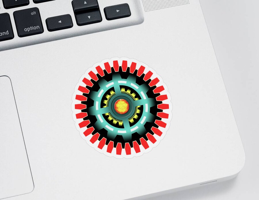 Gears Sticker featuring the digital art Abstract mechanical object by Gaspar Avila