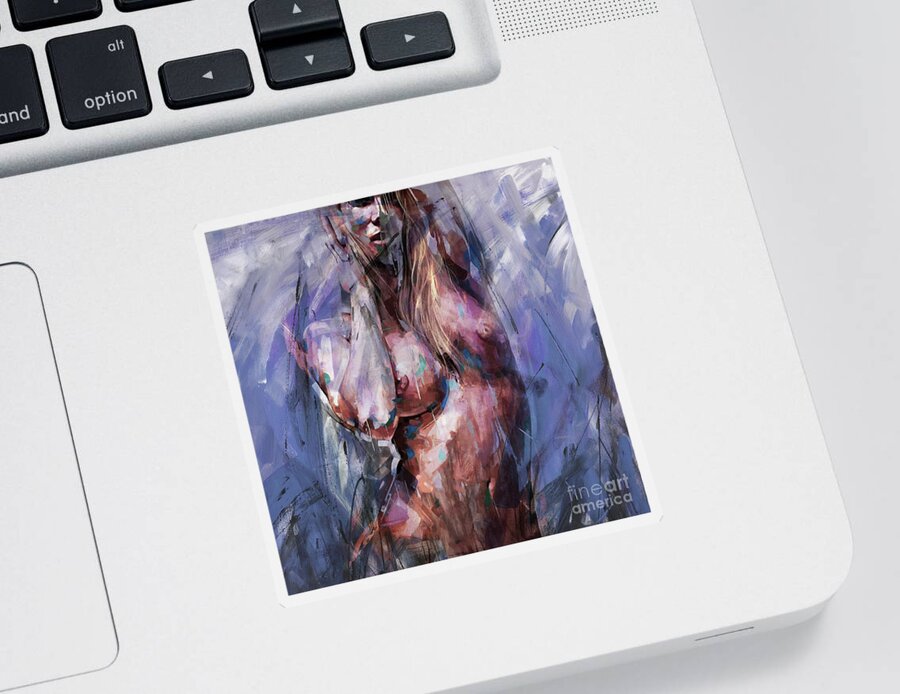 Sexy Sticker featuring the painting abstract Nude woman 01 by Gull G