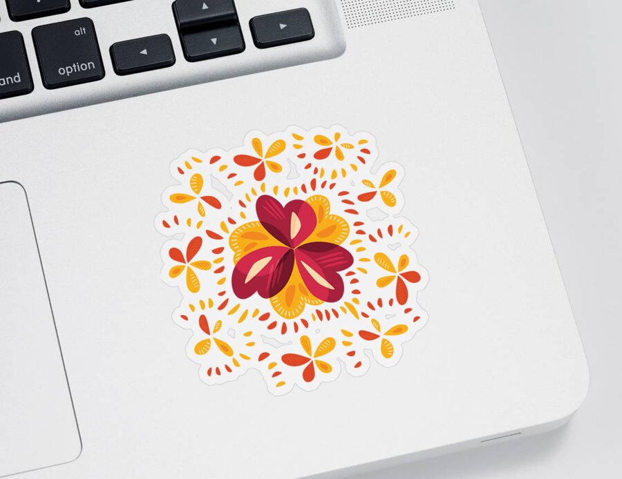 Clover Sticker featuring the digital art Abstract Pink And Yellow Clover by Boriana Giormova