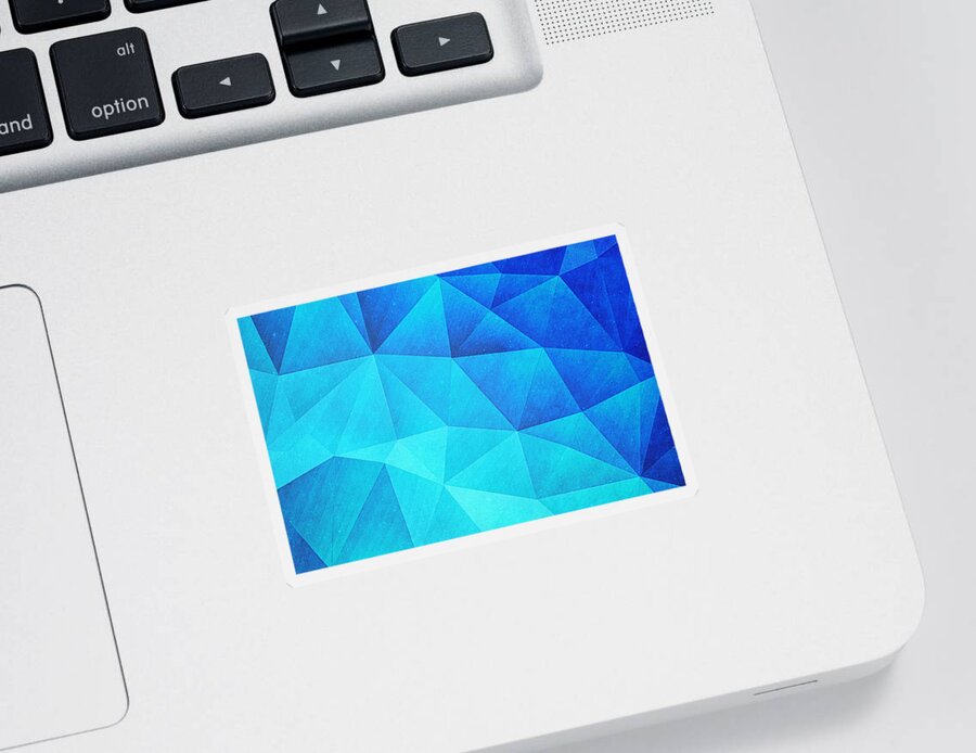 Blue Sticker featuring the digital art Abstract Polygon Multi Color Cubizm Painting in ice blue by Philipp Rietz