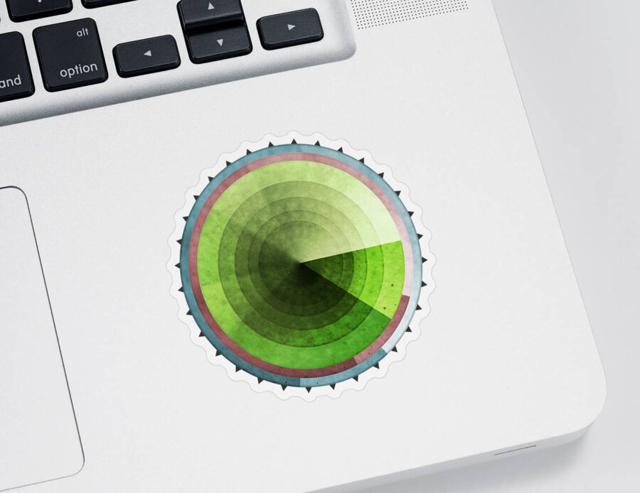 Graphic Design Sticker featuring the digital art Abstract Rings of Green by Phil Perkins