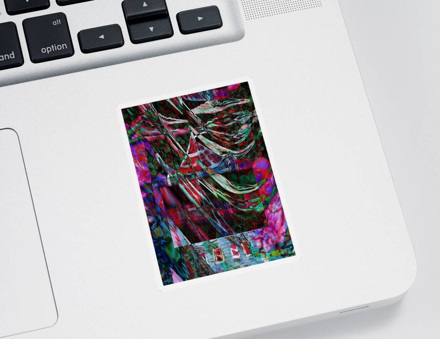 Abstract Sticker featuring the digital art Abstraction #3 by Angela Weddle
