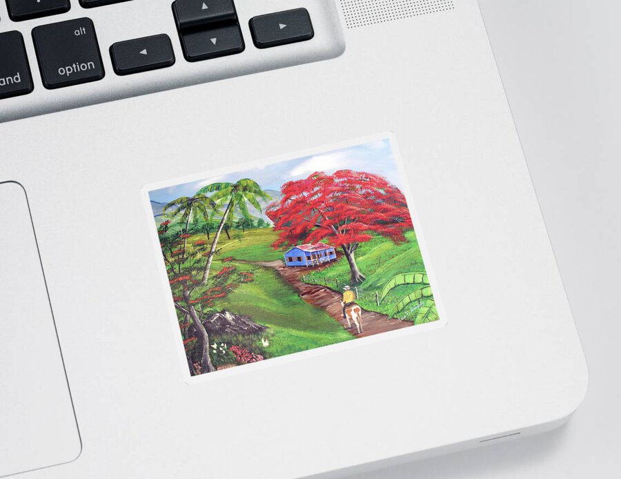 Meaito Sticker featuring the painting Admirando El Campo by Luis F Rodriguez