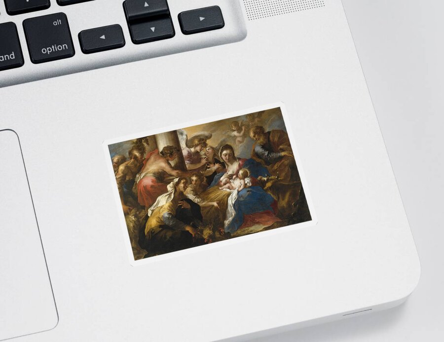 Valerio Castello Sticker featuring the painting Adoration of the Shepherds by Valerio Castello