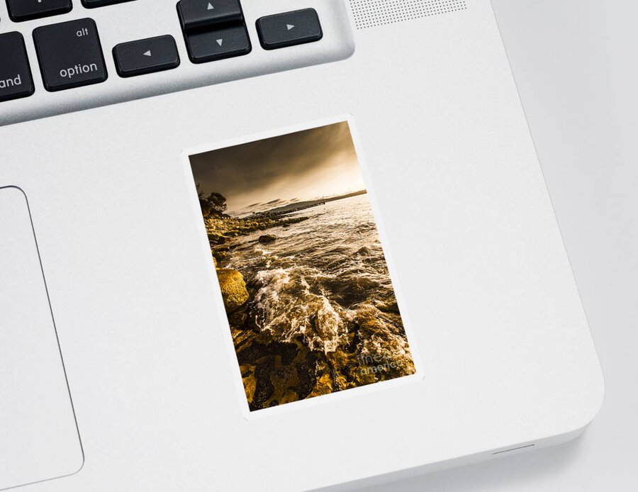 Afternoon Sticker featuring the photograph Afternoon rocky coast by Jorgo Photography