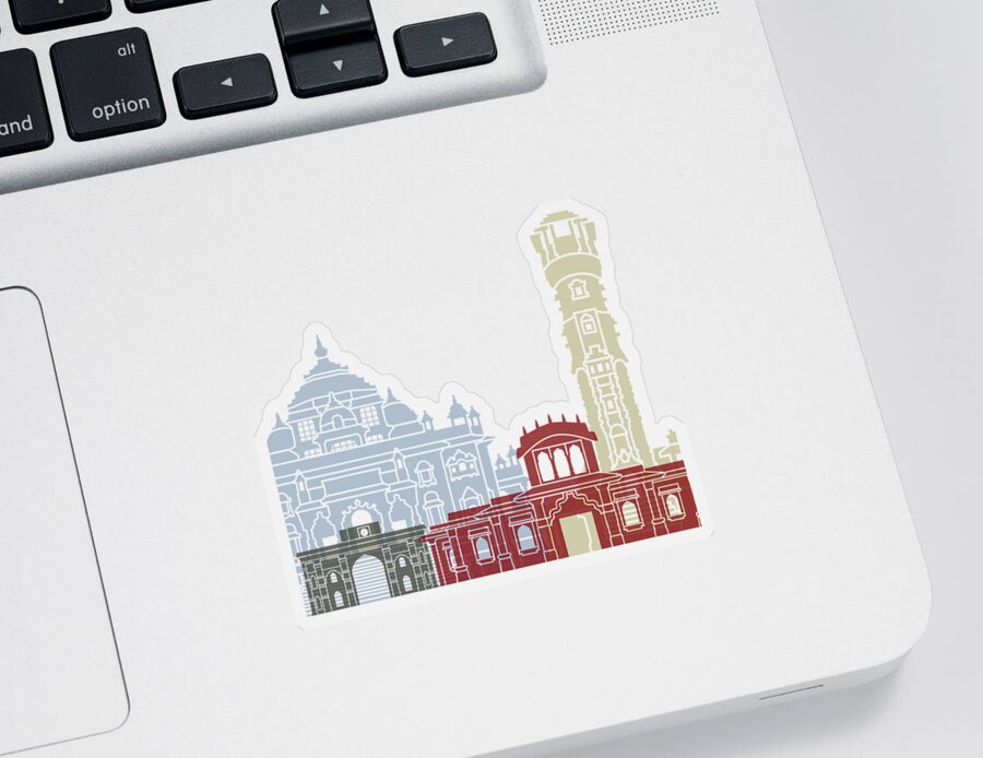 Ahmedabad Sticker featuring the painting Ahmedabad skyline poster by Pablo Romero
