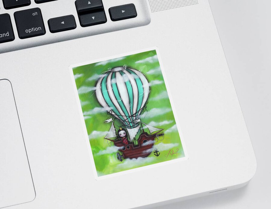 Hot Air Balloon Sticker featuring the painting Airship by Abril Andrade