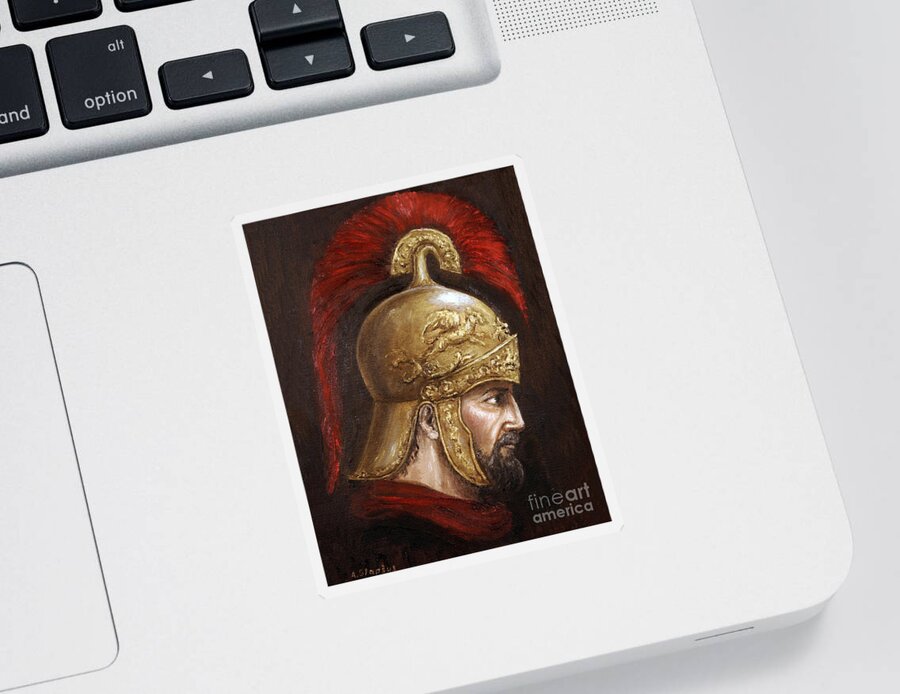Warrior Sticker featuring the painting Ajax by Arturas Slapsys