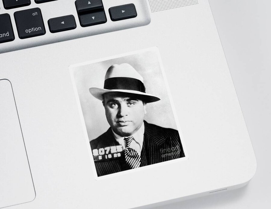 Prohibition Sticker featuring the photograph Al Capone Mugsot by Jon Neidert