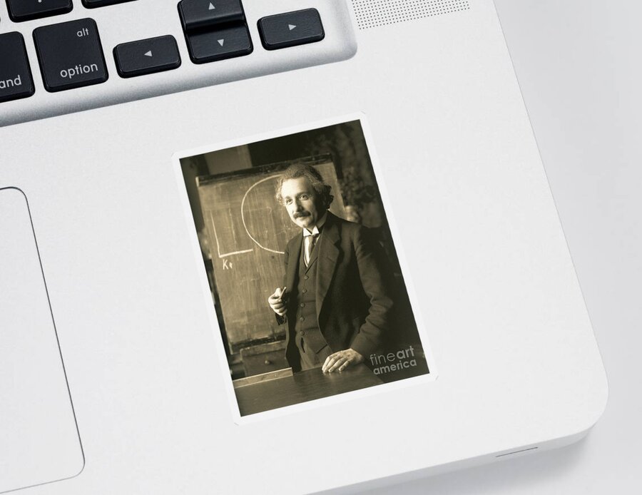 Science Sticker featuring the photograph Albert Einstein, Lecturing In Vienna by Science Source