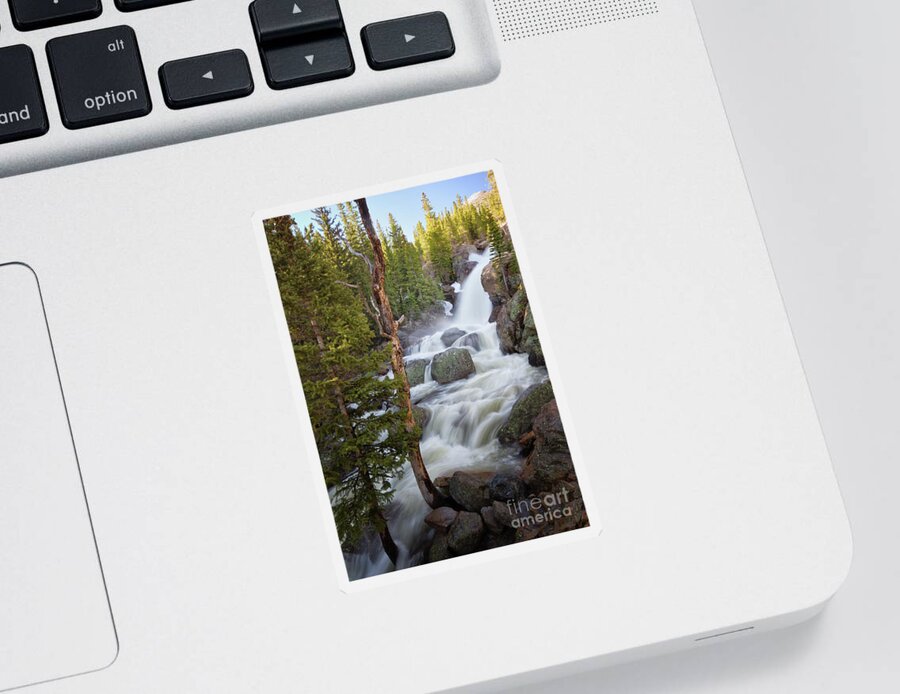 Alberta Falls Sticker featuring the photograph Alberta Falls in Rocky Mountain National Park by Ronda Kimbrow