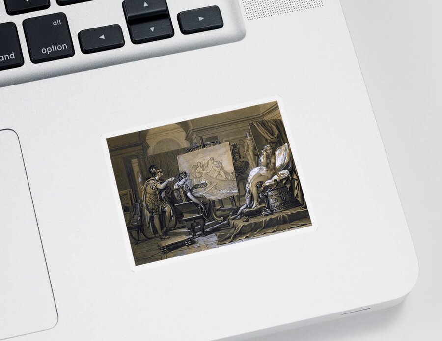 Jacques-louis David Sticker featuring the drawing Alexander Apelles and Campaspe by Jacques-Louis David