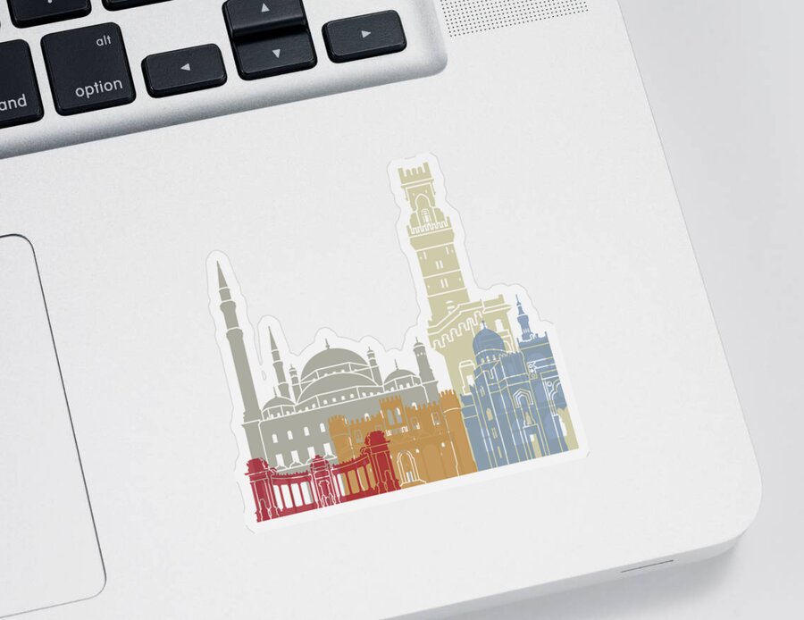 Alexandria Sticker featuring the painting Alexandria skyline poster by Pablo Romero