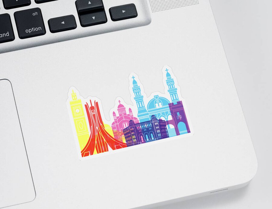Algiers Sticker featuring the painting Algiers skyline pop by Pablo Romero