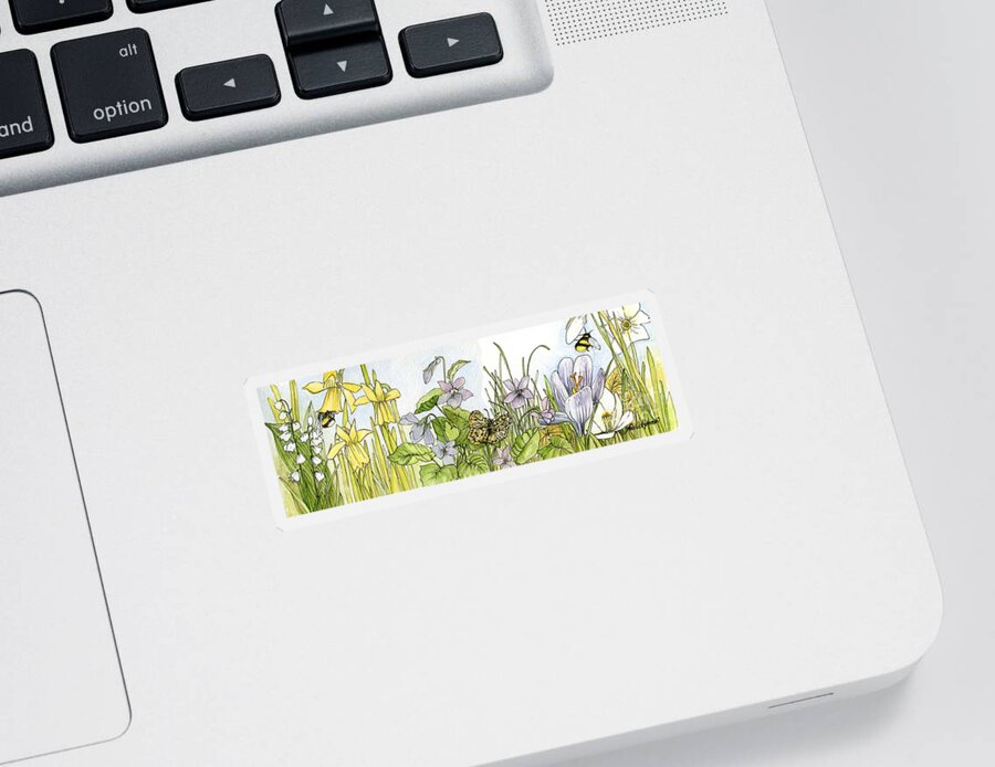 Spring Sticker featuring the painting Alive in a Spring Garden by Laurie Rohner