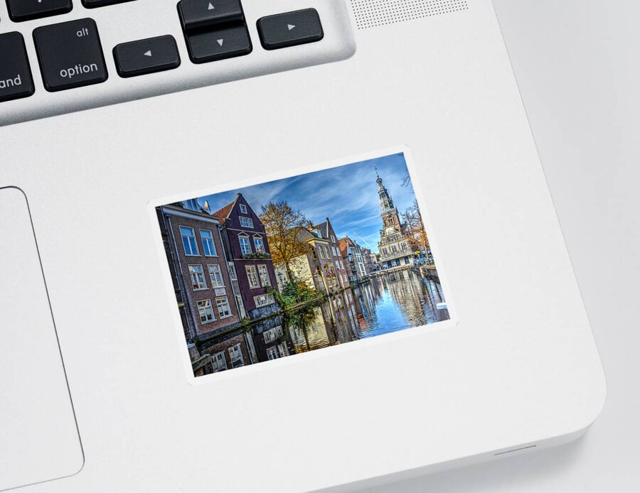 Alkmaar Sticker featuring the photograph Alkmaar from the Bridge by Frans Blok