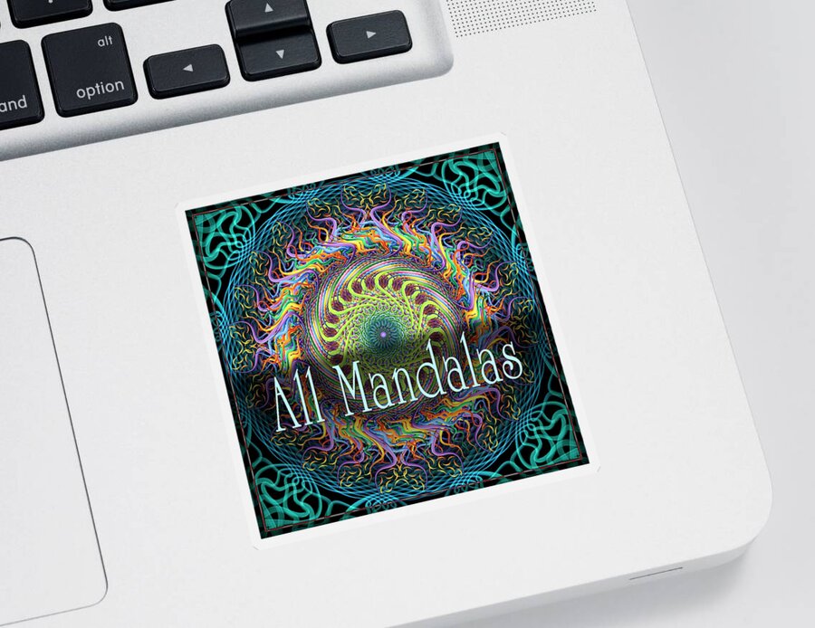 Sign Sticker featuring the digital art All Mandalas by Becky Titus