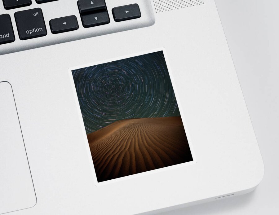 Star Trails Sticker featuring the photograph Alone on the Dunes by Darren White