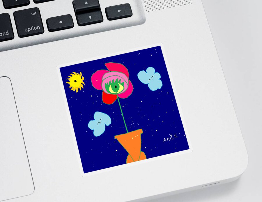 Rose Against Sky Sticker featuring the painting Alone With God by Anita Dale Livaditis