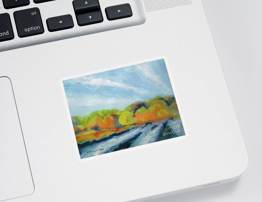 Paintings Sticker featuring the painting Along the River Fall Colors by Kathy Braud