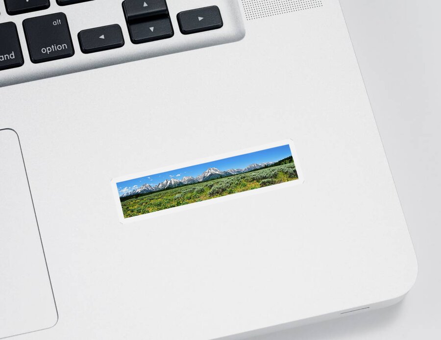 Tetons Sticker featuring the photograph Alpine Meadow Teton Panorama by Greg Norrell