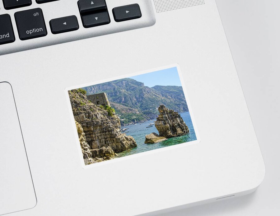 Positano Sticker featuring the photograph Amalfi fortress by Maria Rabinky