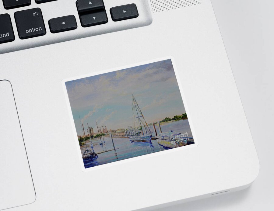 Smoke Sticker featuring the painting Amelia Island Port by AnnaJo Vahle